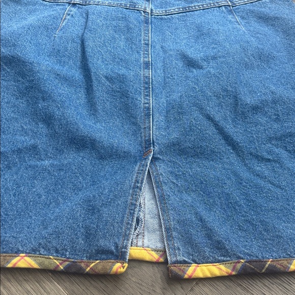 French Dressing | Vintage Denim Skirt with Yellow and Black Plaid Accents Sz 38 - Picture 11 of 11